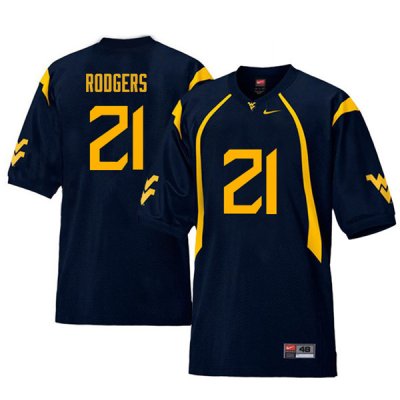 Men's West Virginia Mountaineers NCAA #21 Ira Errett Rodgers Navy Authentic Nike Retro Stitched College Football Jersey HA15A36JG